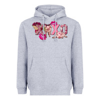 Heather Grey Valentine's Day pig xoxo Heavyweight Hoodie - FaDigitalArtStudio