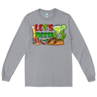 Heather Grey let's fiesta taco and beer Long Sleeve Tee - BarkalooDesign