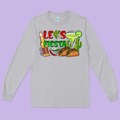 Let's Fiesta Taco And Beer Long Sleeve Tee Designed By Barkaloodesign