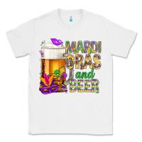 White Mardi Gras and beer Classic Tee - BundleAndBundleShop