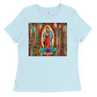 Baby Blue our lady of Guadalupe serape Ladies Tee - BarkalooDesign