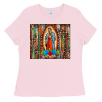 Bubblegum Pink our lady of Guadalupe serape Ladies Tee - BarkalooDesign
