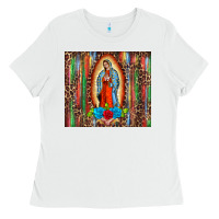 White our lady of Guadalupe serape Ladies Tee - BarkalooDesign