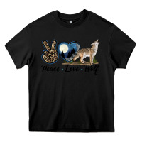 Black Peace Love Wolf Heavy Core Tee - LillyAllenDesigns