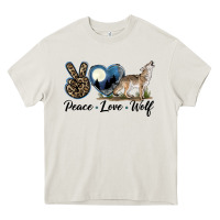 Cream Peace Love Wolf Heavy Core Tee - LillyAllenDesigns
