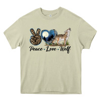 Mossy Peace Love Wolf Heavy Core Tee - LillyAllenDesigns
