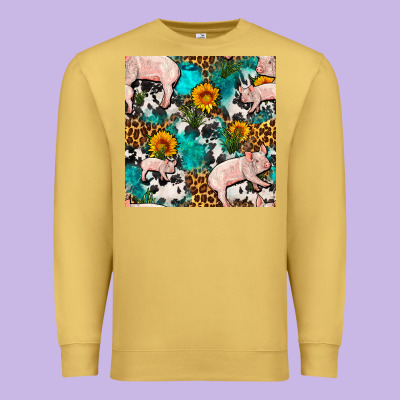 American Yorkshire Pig Seamless Pattern Premium Sweatshirt Designed By Fadigitalartstudio