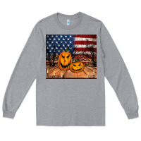 Heather Grey halloween american flag tumbler Long Sleeve Tee - Jasminsmagicworld