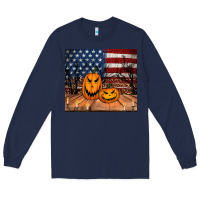 Navy halloween american flag tumbler Long Sleeve Tee - Jasminsmagicworld