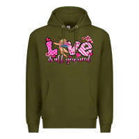 Army Green love is all you need Premium Hoodie - OliviaCreatesArt