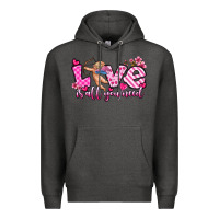 Charcoal Heather love is all you need Premium Hoodie - OliviaCreatesArt