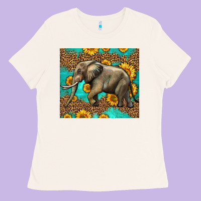 Western Sunflowers Elephant Ladies Tee Designed By Lillyallendesigns