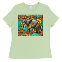 Matcha western sunflowers elephant Ladies Tee - LillyAllenDesigns