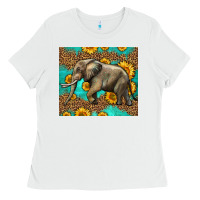 White western sunflowers elephant Ladies Tee - LillyAllenDesigns