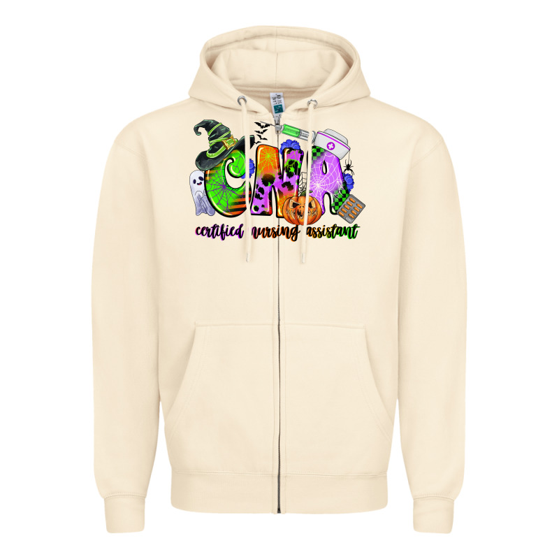 Cna Certified Nursing Assistant Halloween Zipper Hoodie by CowGirlArtShop | Teevron