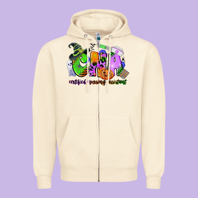 Cna Certified Nursing Assistant Halloween Zipper Hoodie Designed By Cowgirlartshop