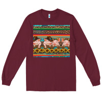 Burgundy western serape pigs Long Sleeve Tee - RanaPortraitStore