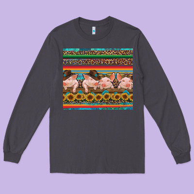 Western Serape Pigs Long Sleeve Tee Designed By Ranaportraitstore