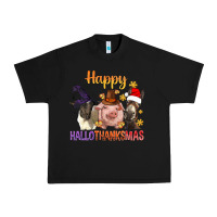 Black Happy Hallothanksmas Farm Animal Urban Heavy Tee - BundleAndBundleShop