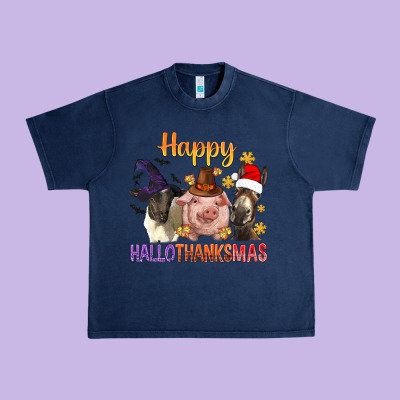 Happy Hallothanksmas Farm Animal Urban Heavy Tee Designed By Bundleandbundleshop