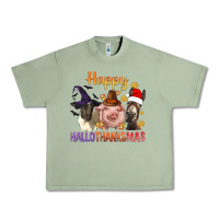 Oil Green Happy Hallothanksmas Farm Animal Urban Heavy Tee - BundleAndBundleShop