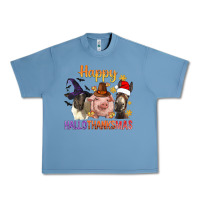 Pebble Blue Happy Hallothanksmas Farm Animal Urban Heavy Tee - BundleAndBundleShop