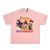 Salmon Happy Hallothanksmas Farm Animal Urban Heavy Tee - BundleAndBundleShop
