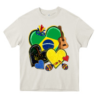 Cream brazil hearts Heavy Core Tee - NancyCooperArtShop