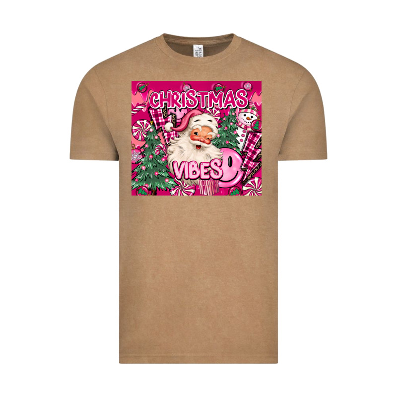 Pink Christmas Vibes Vintage Tee by MaliasSmallBusiness | Teevron