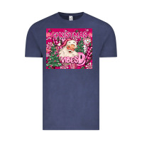 Vintage Denim pink christmas vibes Vintage Tee - MaliasSmallBusiness