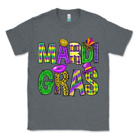 Charcoal Heather Mardi Gras Carnaval Mask With Fleur De Lis Classic Tee - BundleAndBundleShop