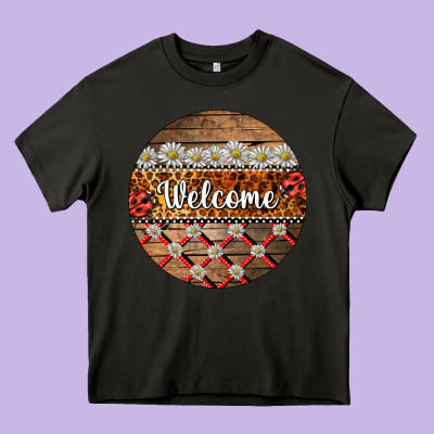 Ladybug Welcome Ornament Heavy Core Tee Designed By Barkaloodesign