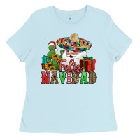 Baby Blue feliz navidad Spanish Christmas Ladies Tee - Jasminsmagicworld