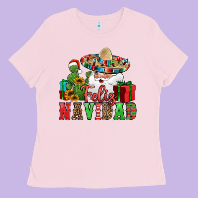 Feliz Navidad Spanish Christmas Ladies Tee Designed By Jasminsmagicworld