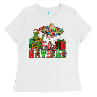 White feliz navidad Spanish Christmas Ladies Tee - Jasminsmagicworld