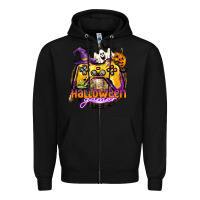 Black halloween gamer Zipper Hoodie - CowGirlArtShop