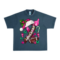 Midnight Navy Pink Christmas Breast Cancer Ribbon Football Urban Heavy Tee - BundleAndBundleShop