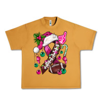 Peanut Butter Pink Christmas Breast Cancer Ribbon Football Urban Heavy Tee - BundleAndBundleShop
