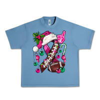 Pebble Blue Pink Christmas Breast Cancer Ribbon Football Urban Heavy Tee - BundleAndBundleShop