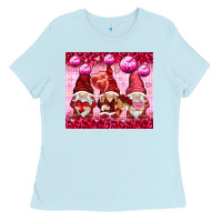 Baby Blue valentines gnomies with leopard Ladies Tee - NancyCooperArtShop