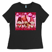 Black valentines gnomies with leopard Ladies Tee - NancyCooperArtShop