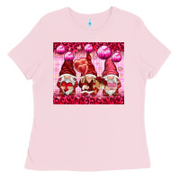 Bubblegum Pink valentines gnomies with leopard Ladies Tee - NancyCooperArtShop