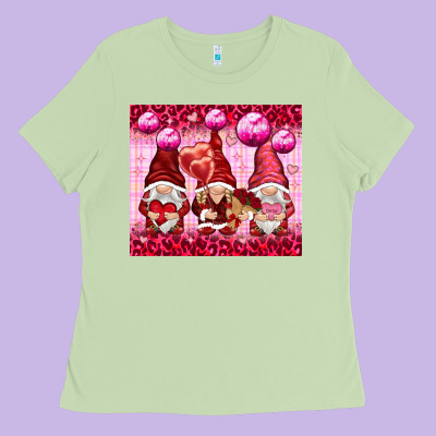 Valentines Gnomies With Leopard Ladies Tee Designed By Nancycooperartshop