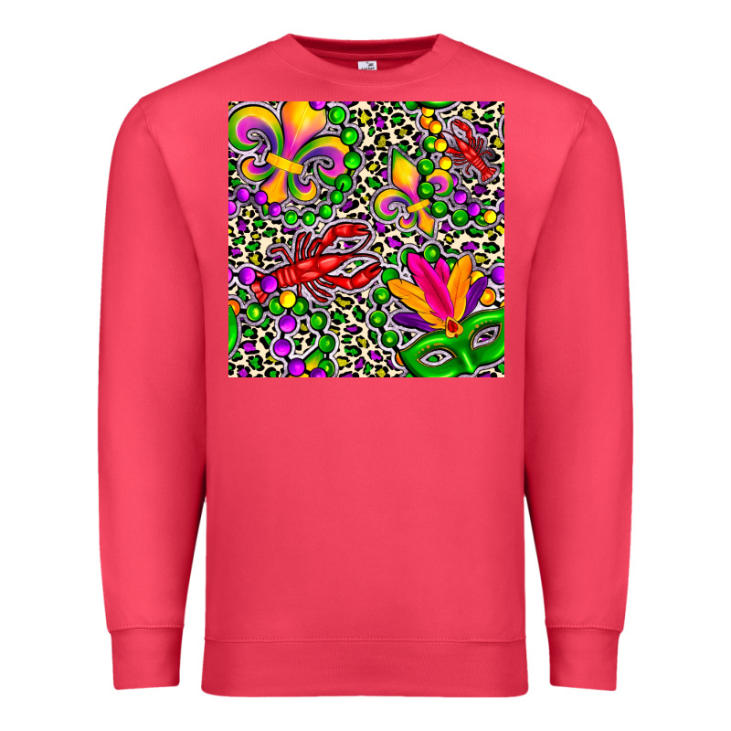 Mardi Gras Crawfish Leopard  Seamless Pattern Premium Sweatshirt by FaDigitalArtStudio | Teevron