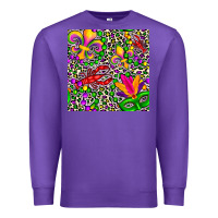 Purple mardi gras crawfish leopard  seamless pattern Premium Sweatshirt - FaDigitalArtStudio