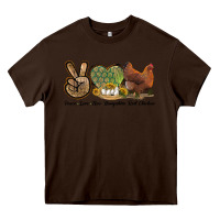 Chocolate Brown Peace Love New Hampshire Red Chicken Heavy Core Tee - LillyAllenDesigns