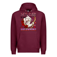 Burgundy my cat is my valentine Premium Hoodie - OliviaCreatesArt