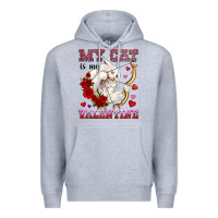 Heather Grey my cat is my valentine Premium Hoodie - OliviaCreatesArt