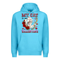 Ocean Blue my cat is my valentine Premium Hoodie - OliviaCreatesArt