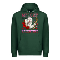 Sports Green my cat is my valentine Premium Hoodie - OliviaCreatesArt